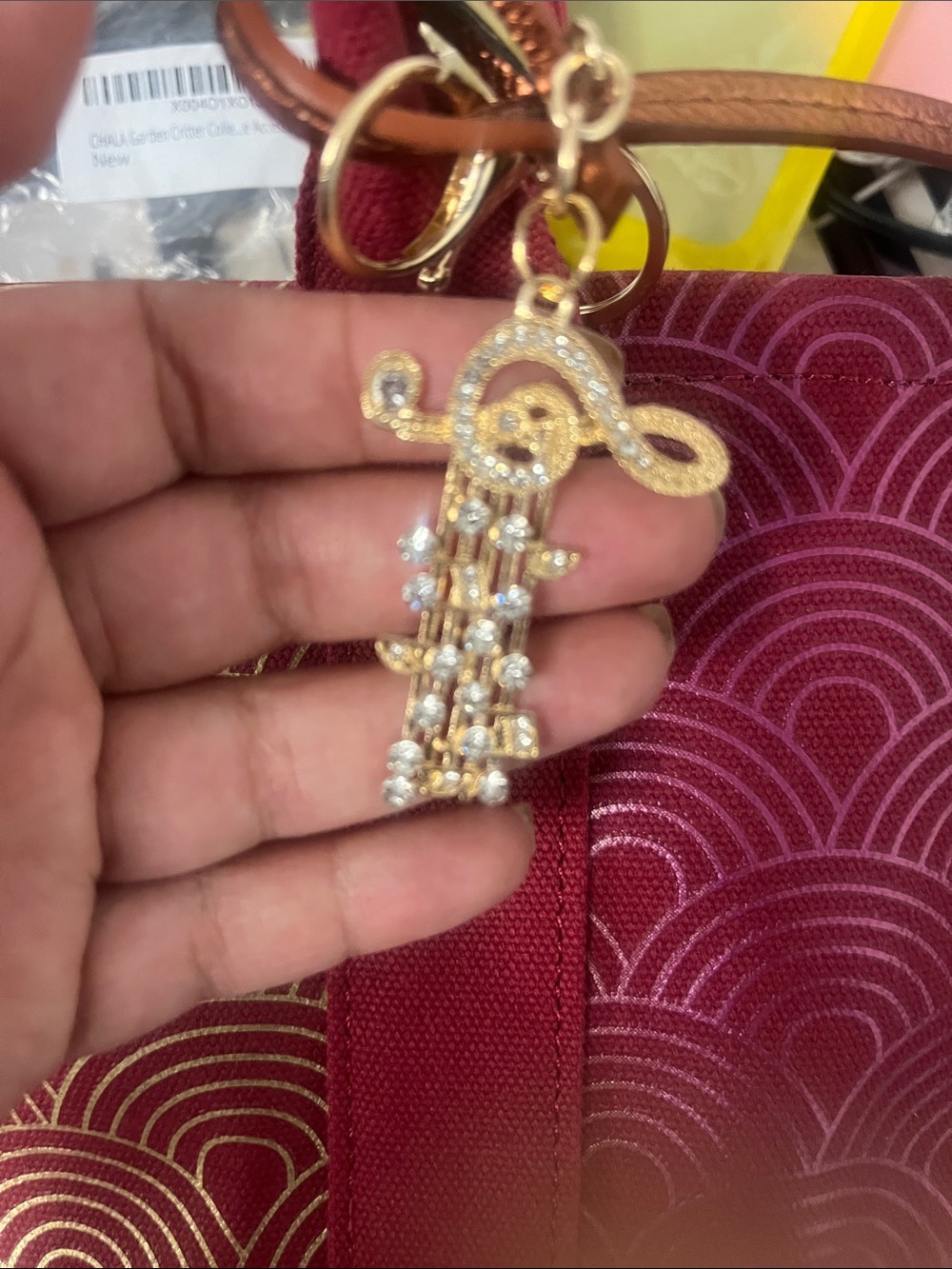 Gold Rhinestone musical note Keychain /bag charm